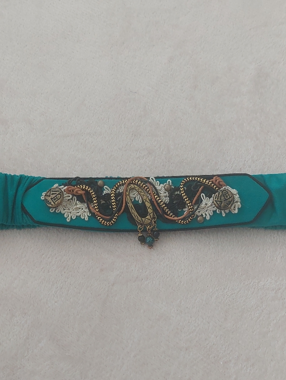 Embellished Teal Colored Stretch Belt NWOT